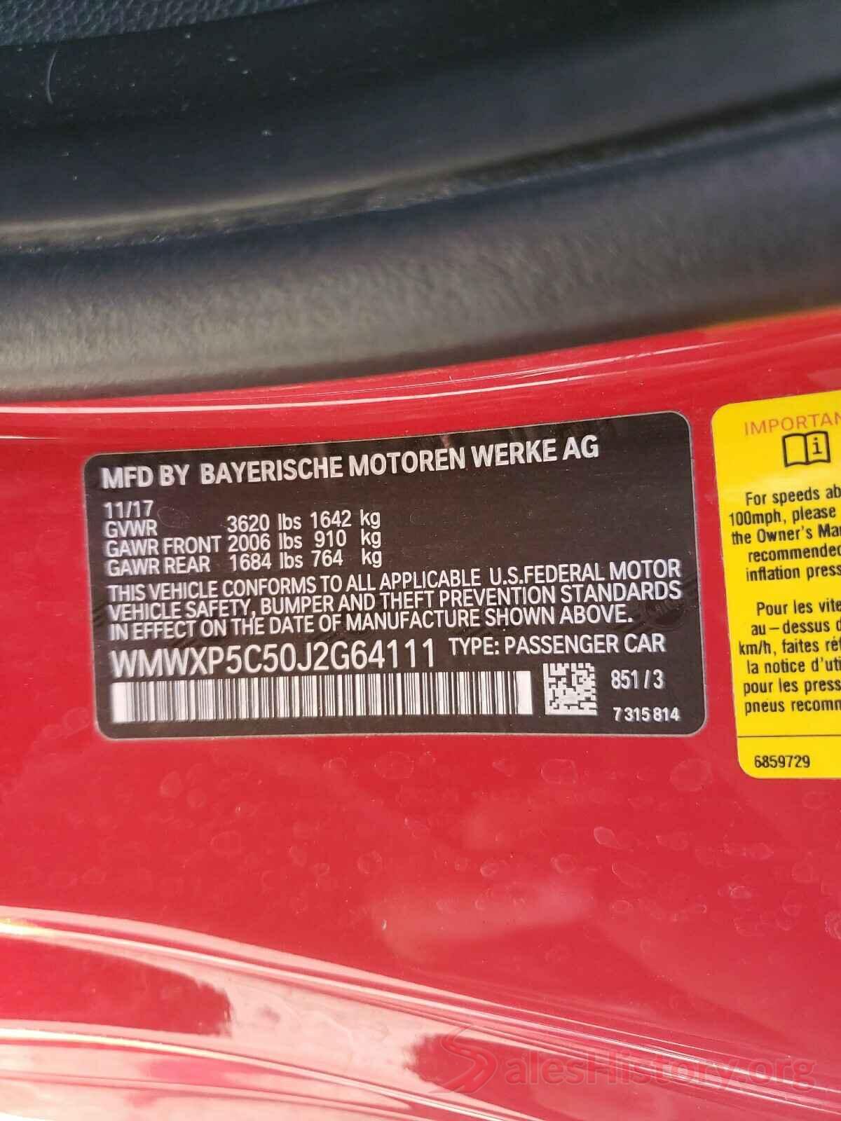 WMWXP5C50J2G64111 2018 MINI COOPER