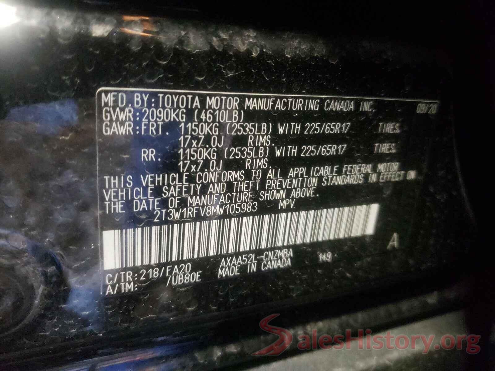 2T3W1RFV8MW105983 2021 TOYOTA RAV4