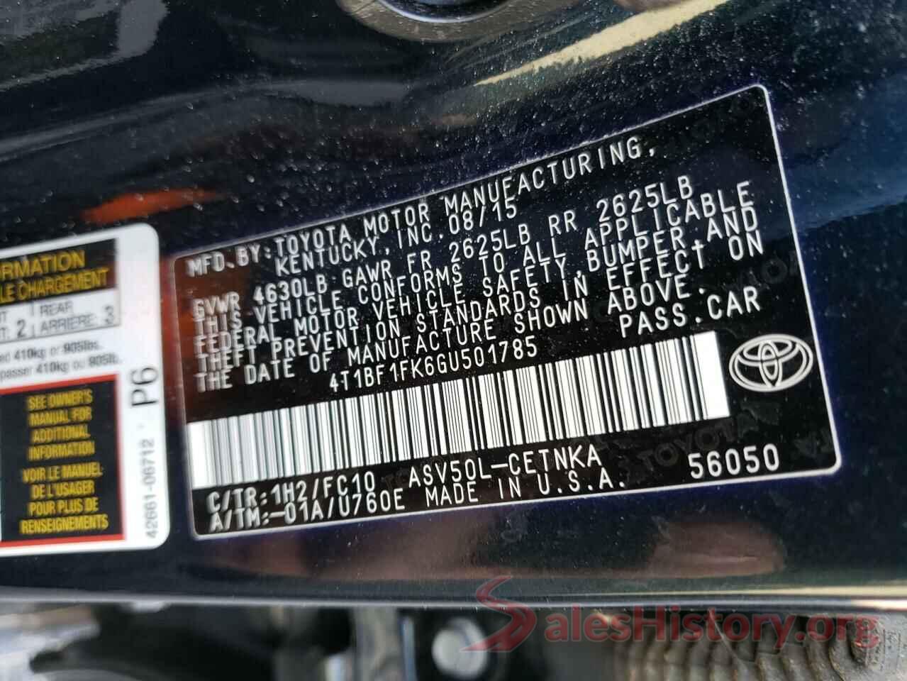 4T1BF1FK6GU501785 2016 TOYOTA CAMRY