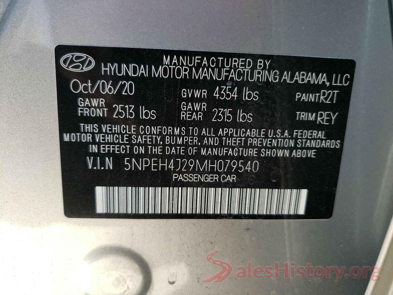 5NPEH4J29MH079540 2021 HYUNDAI SONATA