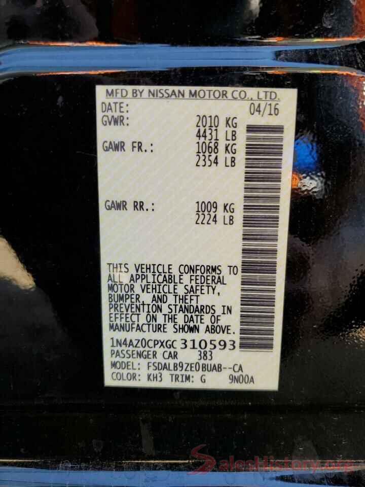 1N4AZ0CPXGC310593 2016 NISSAN LEAF