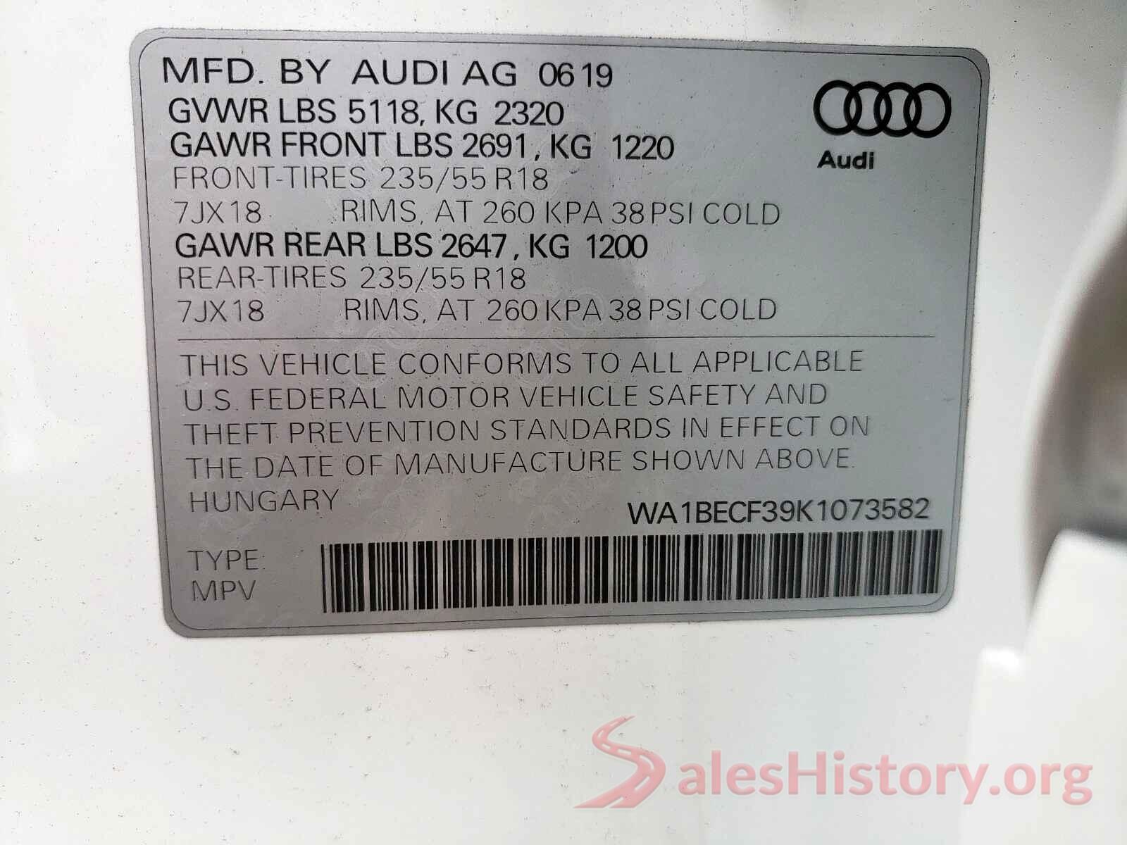 WA1BECF39K1073582 2019 AUDI Q3 PREMIUM