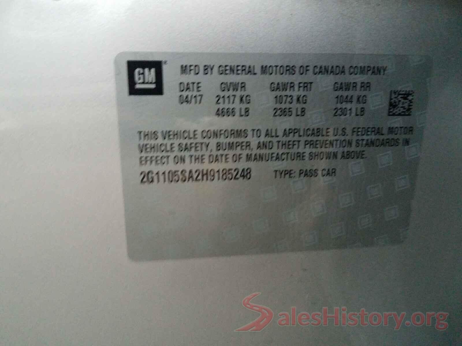 2G1105SA2H9185248 2017 CHEVROLET IMPALA