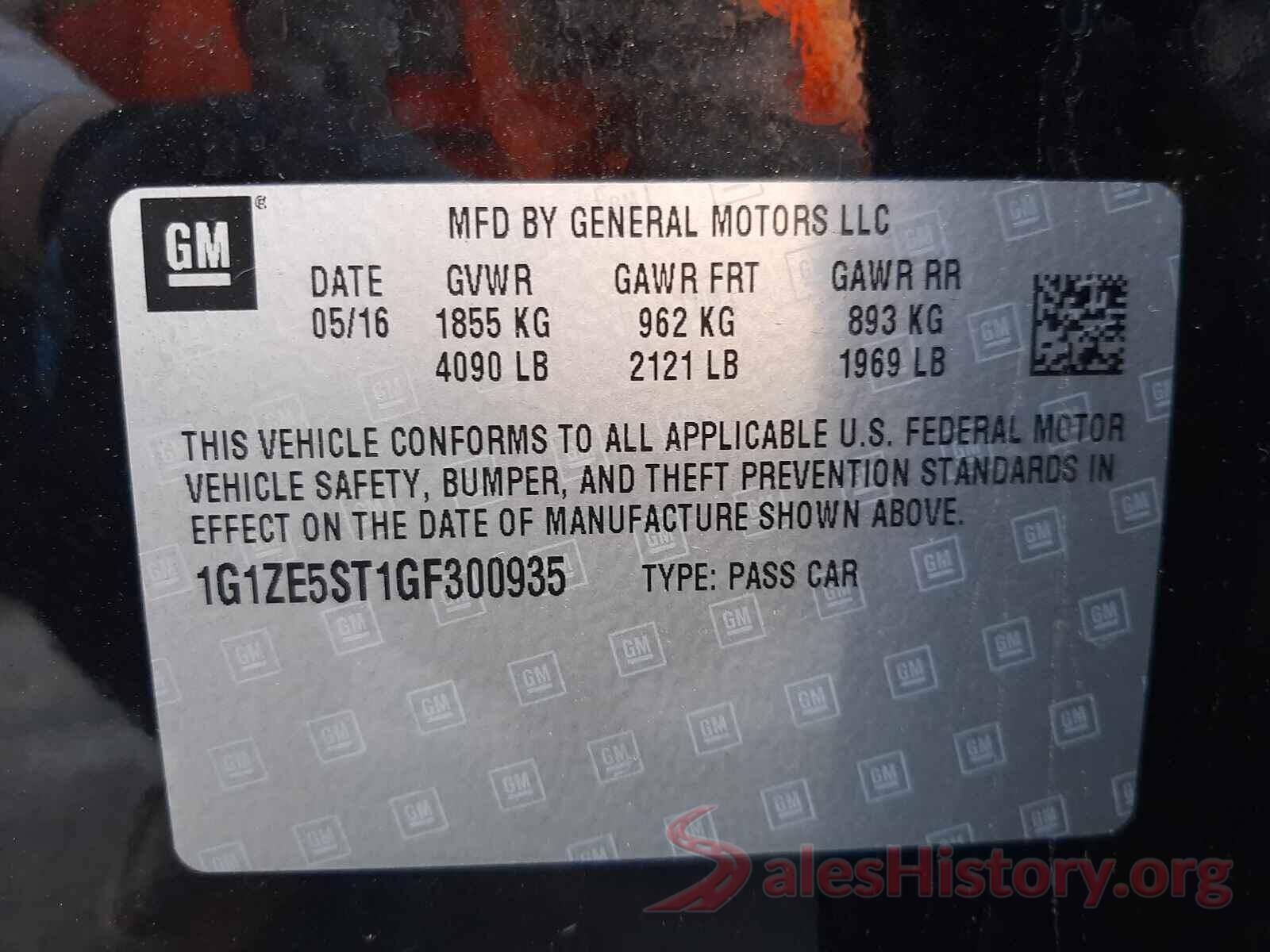 1G1ZE5ST1GF300935 2016 CHEVROLET MALIBU