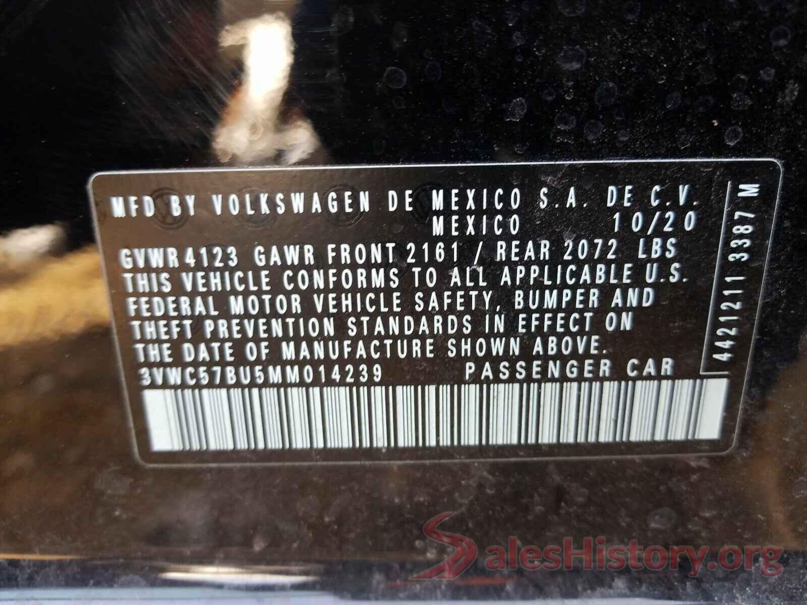 3VWC57BU5MM014239 2021 VOLKSWAGEN JETTA