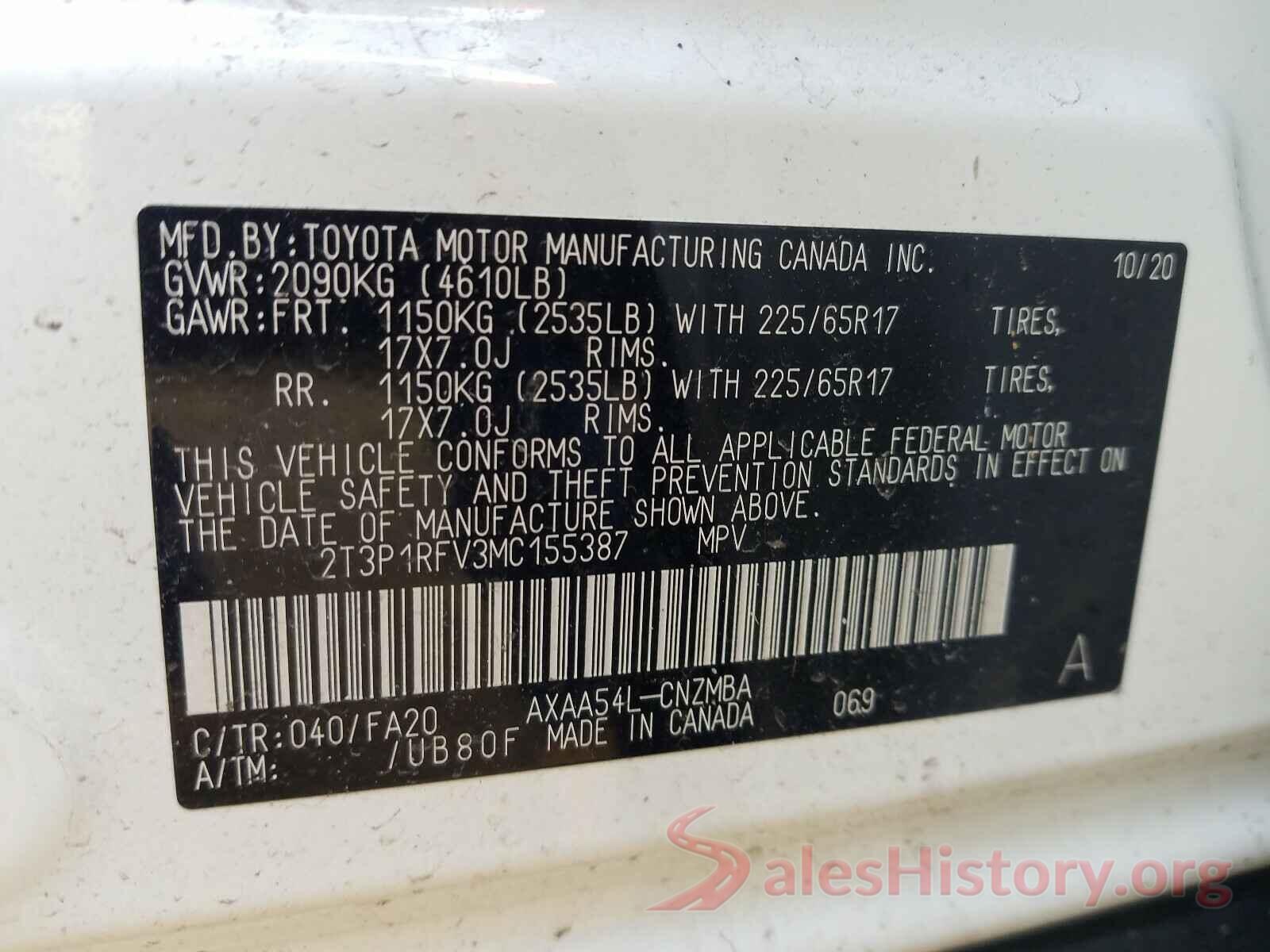 2T3P1RFV3MC155387 2021 TOYOTA RAV4