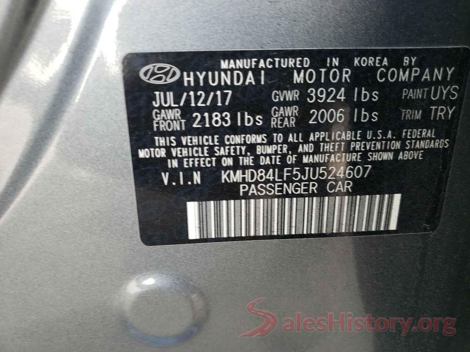 KMHD84LF5JU524607 2018 HYUNDAI ELANTRA