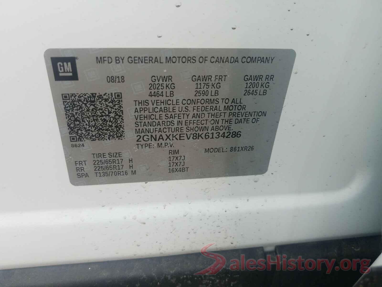 2GNAXKEV8K6134286 2019 CHEVROLET EQUINOX