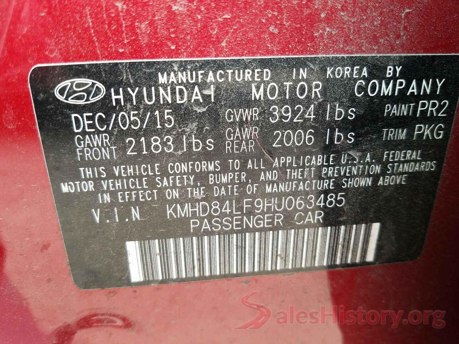 KMHD84LF9HU063485 2017 HYUNDAI ELANTRA