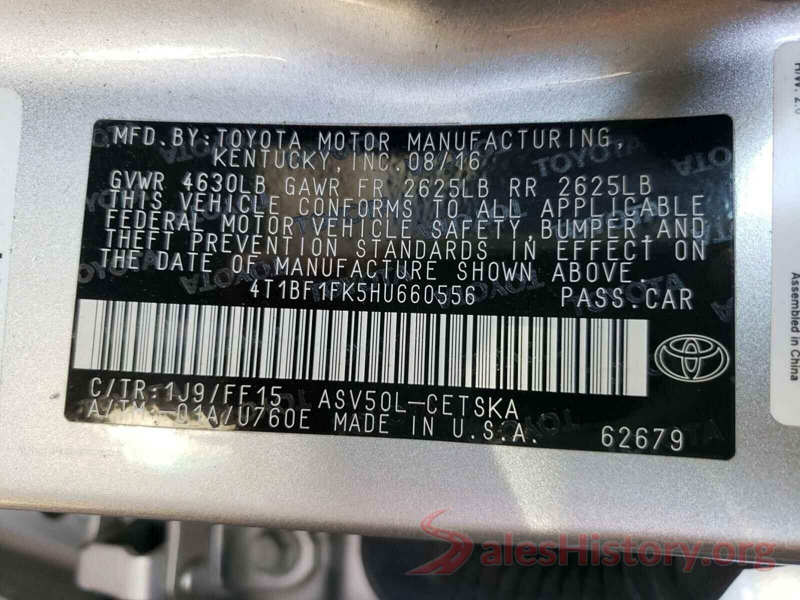 4T1BF1FK5HU660556 2017 TOYOTA CAMRY