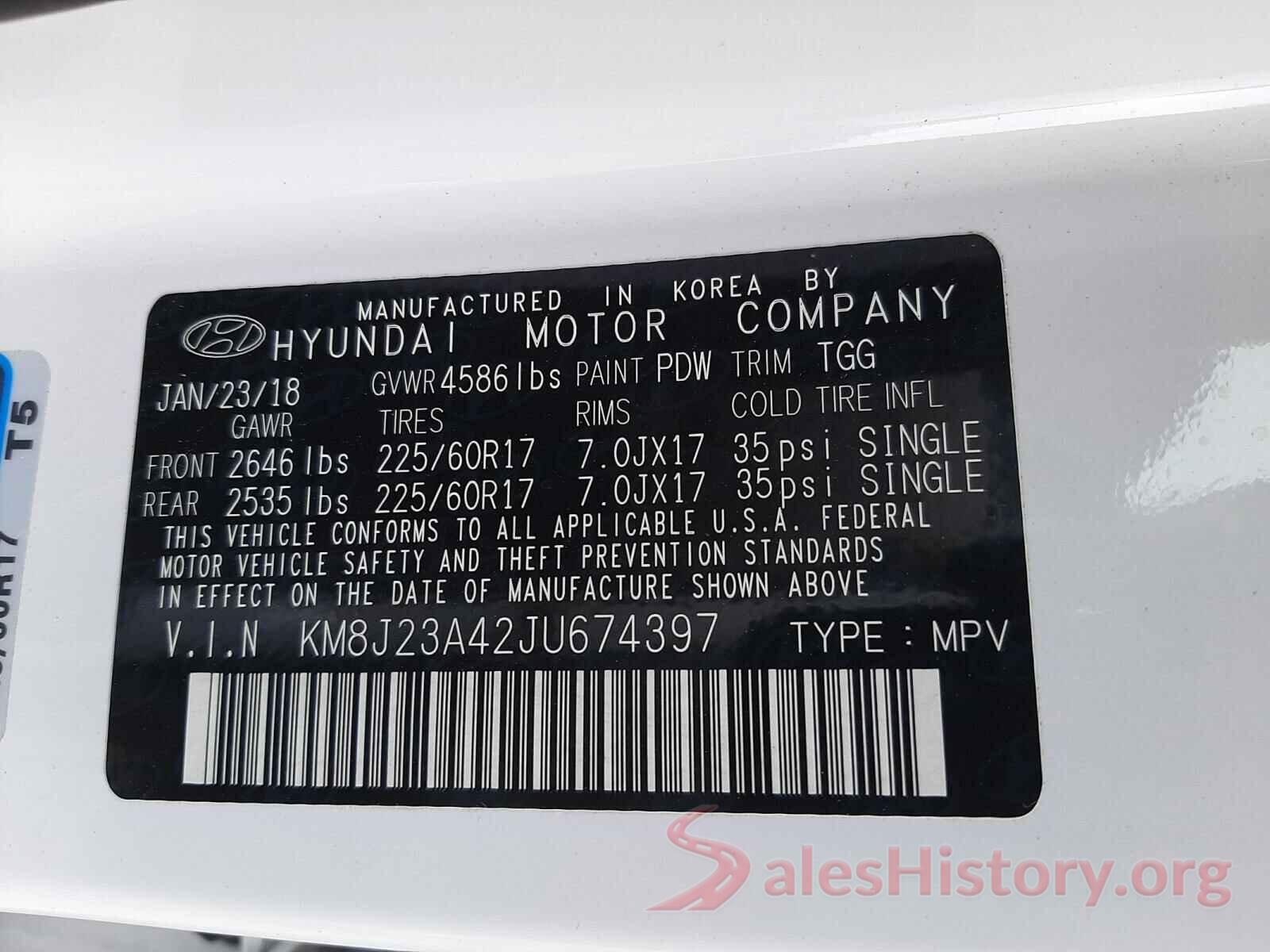 KM8J23A42JU674397 2018 HYUNDAI TUCSON