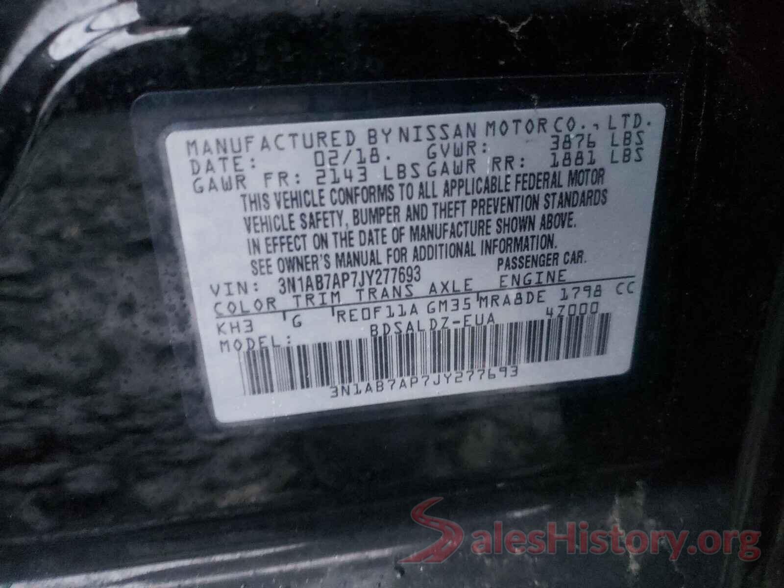 3N1AB7AP7JY277693 2018 NISSAN SENTRA