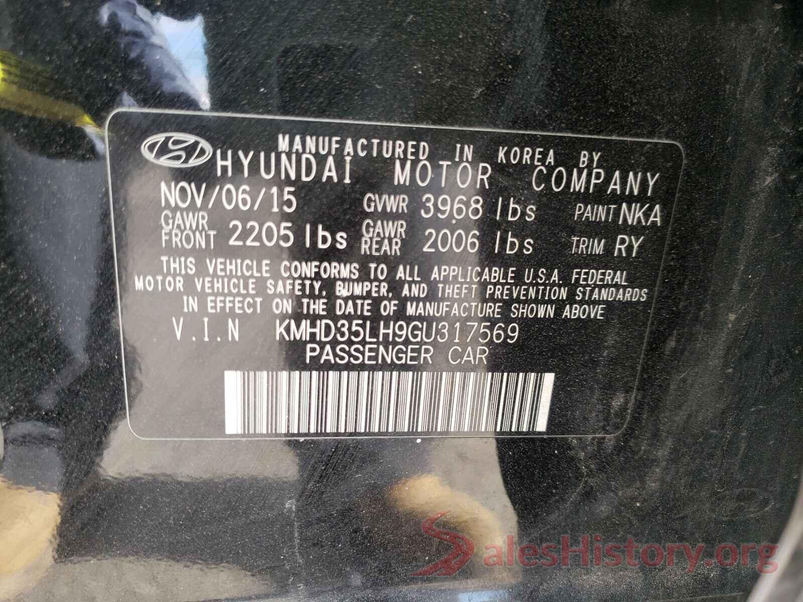 KMHD35LH9GU317569 2016 HYUNDAI ELANTRA