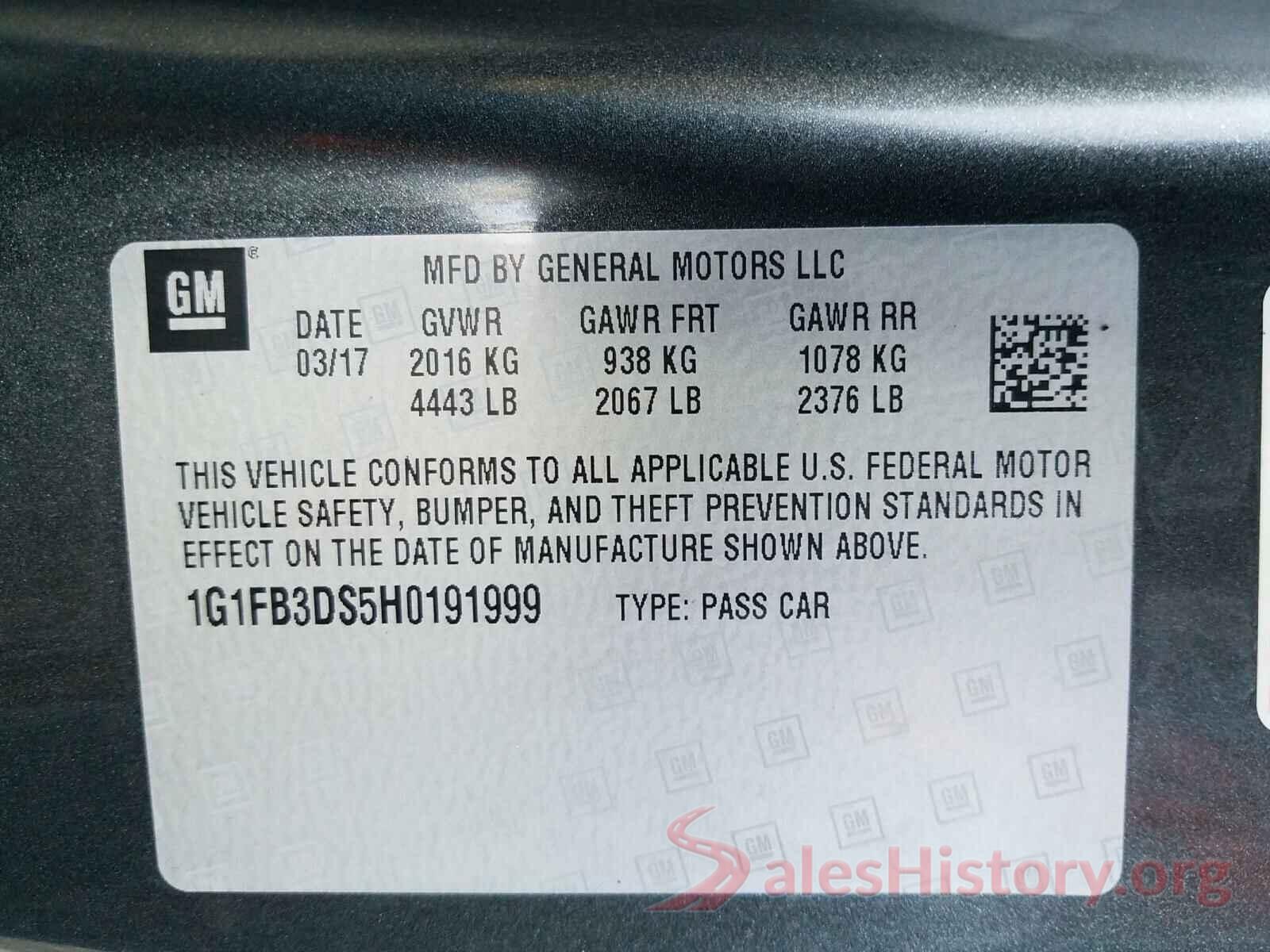 1G1FB3DS5H0191999 2017 CHEVROLET CAMARO