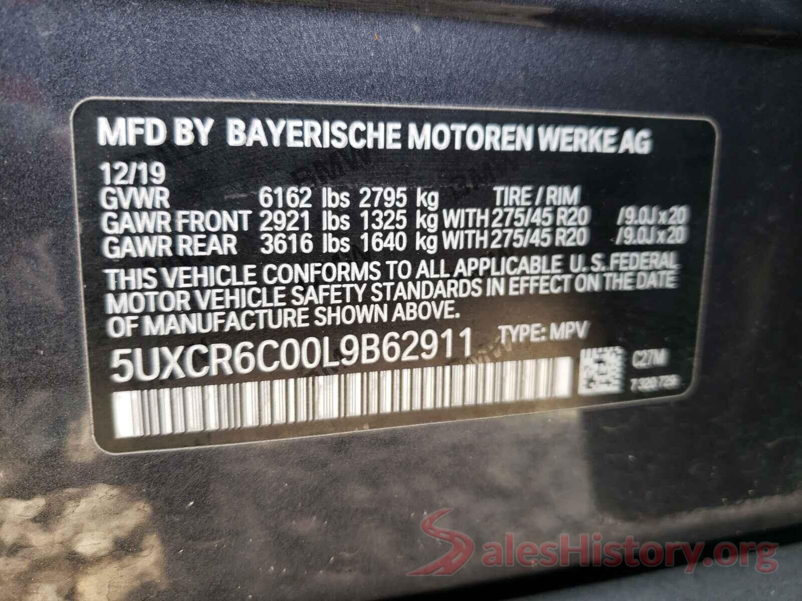 5UXCR6C00L9B62911 2020 BMW X5