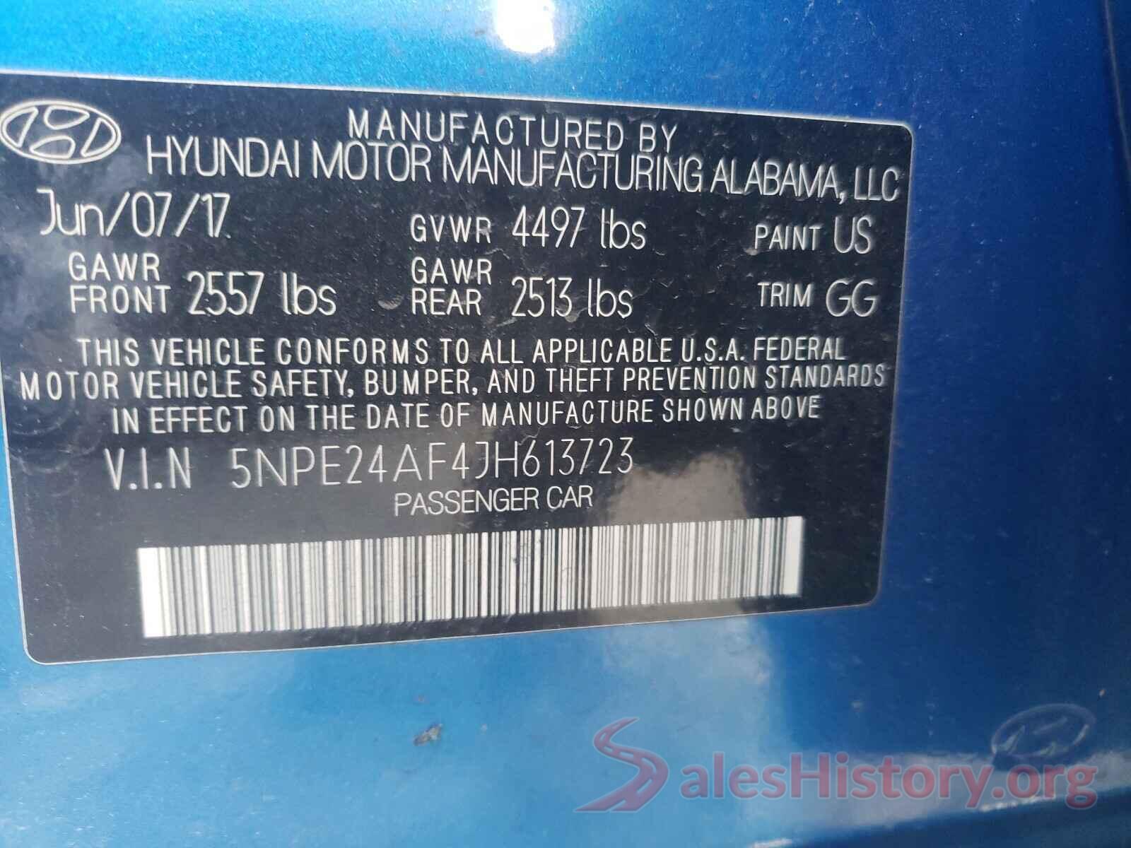 5NPE24AF4JH613723 2018 HYUNDAI SONATA