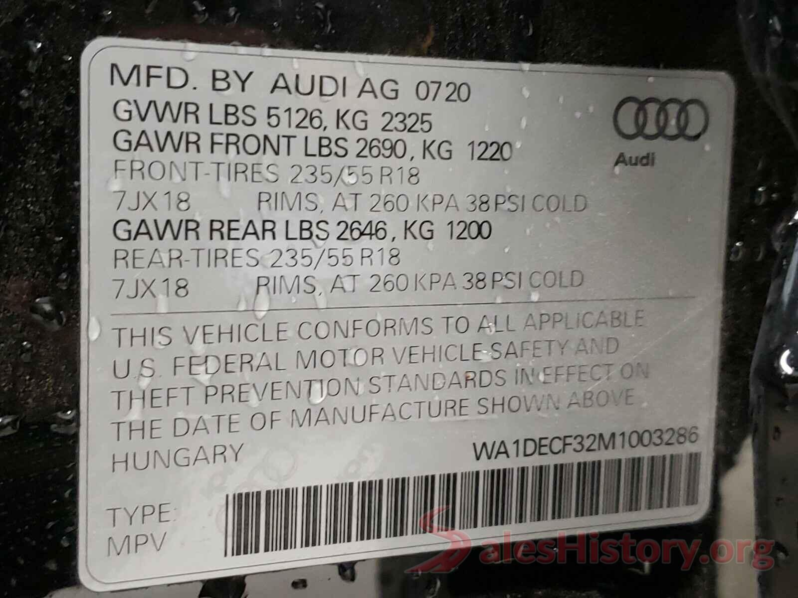 WA1DECF32M1003286 2021 AUDI Q3