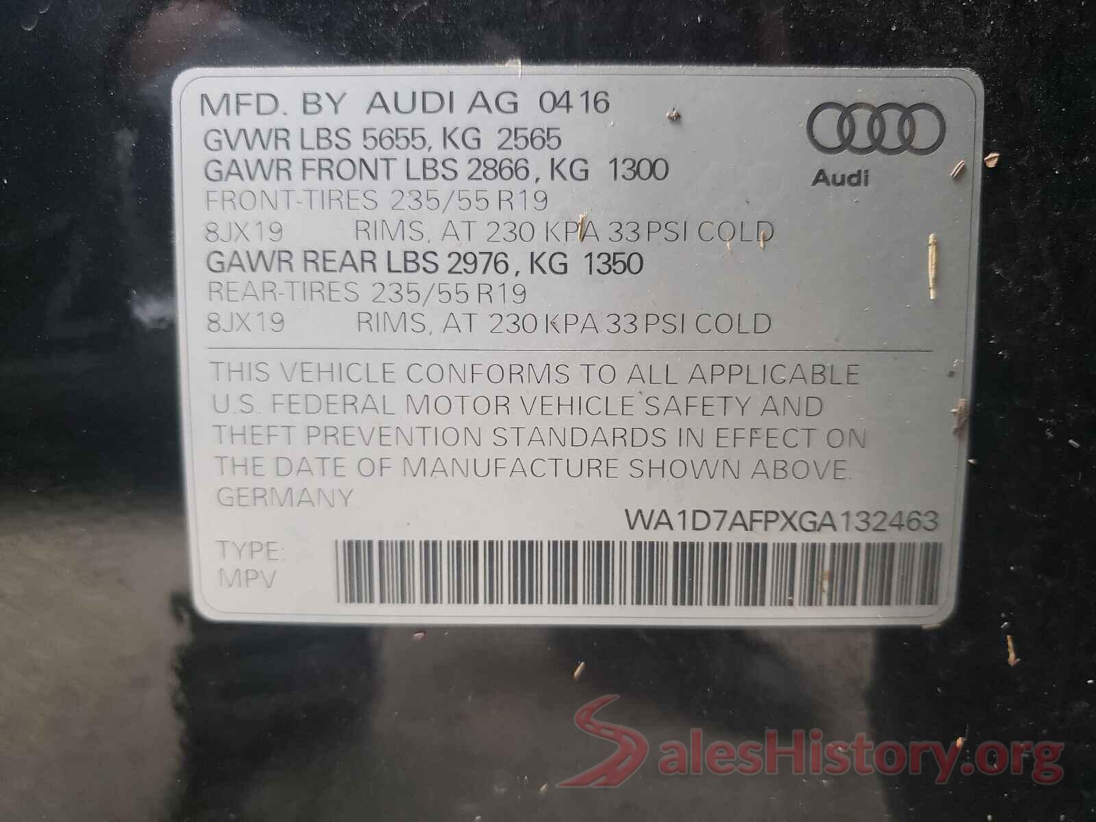 WA1D7AFPXGA132463 2016 AUDI Q5