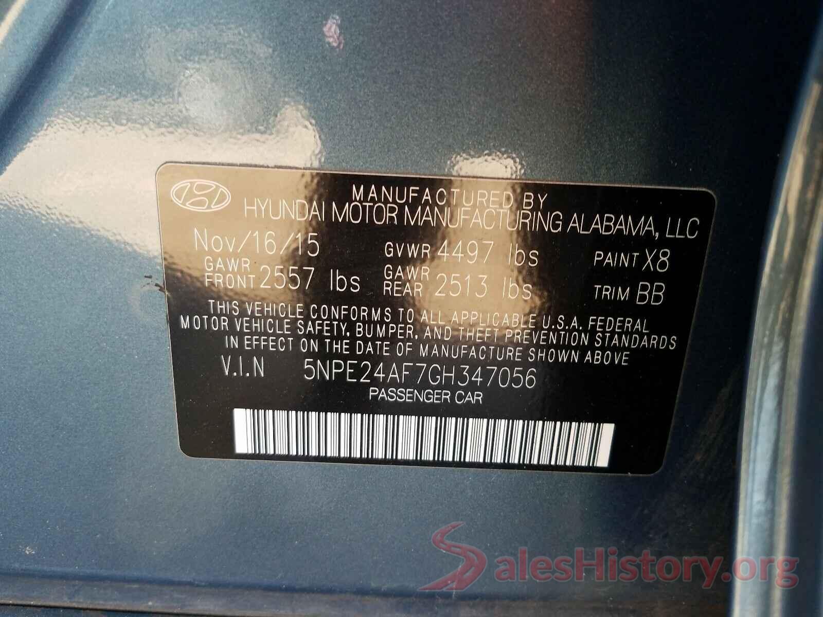 5NPE24AF7GH347056 2016 HYUNDAI SONATA