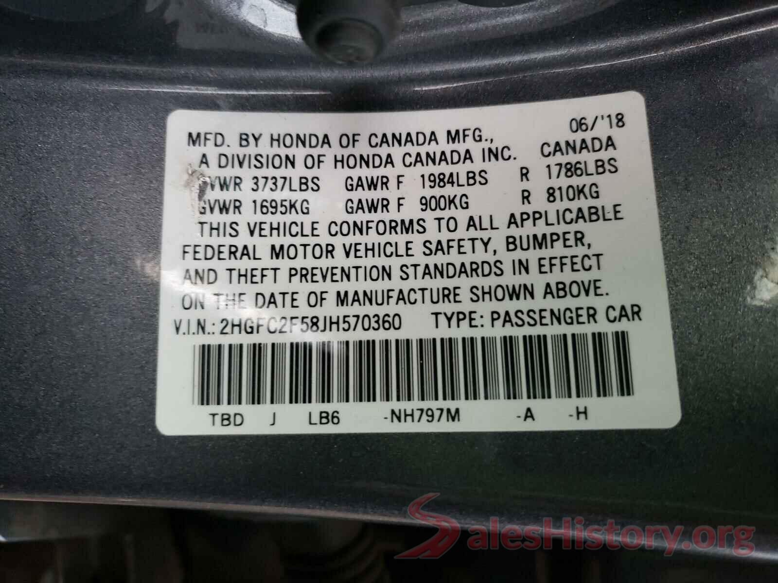 2HGFC2F58JH570360 2018 HONDA CIVIC