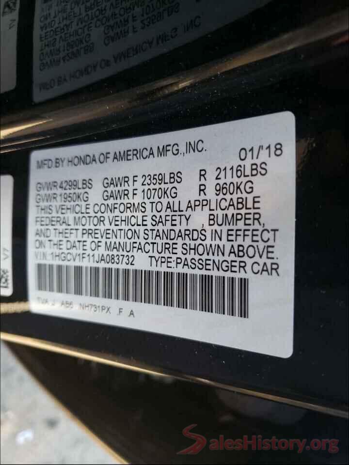 1HGCV1F11JA083732 2018 HONDA ACCORD