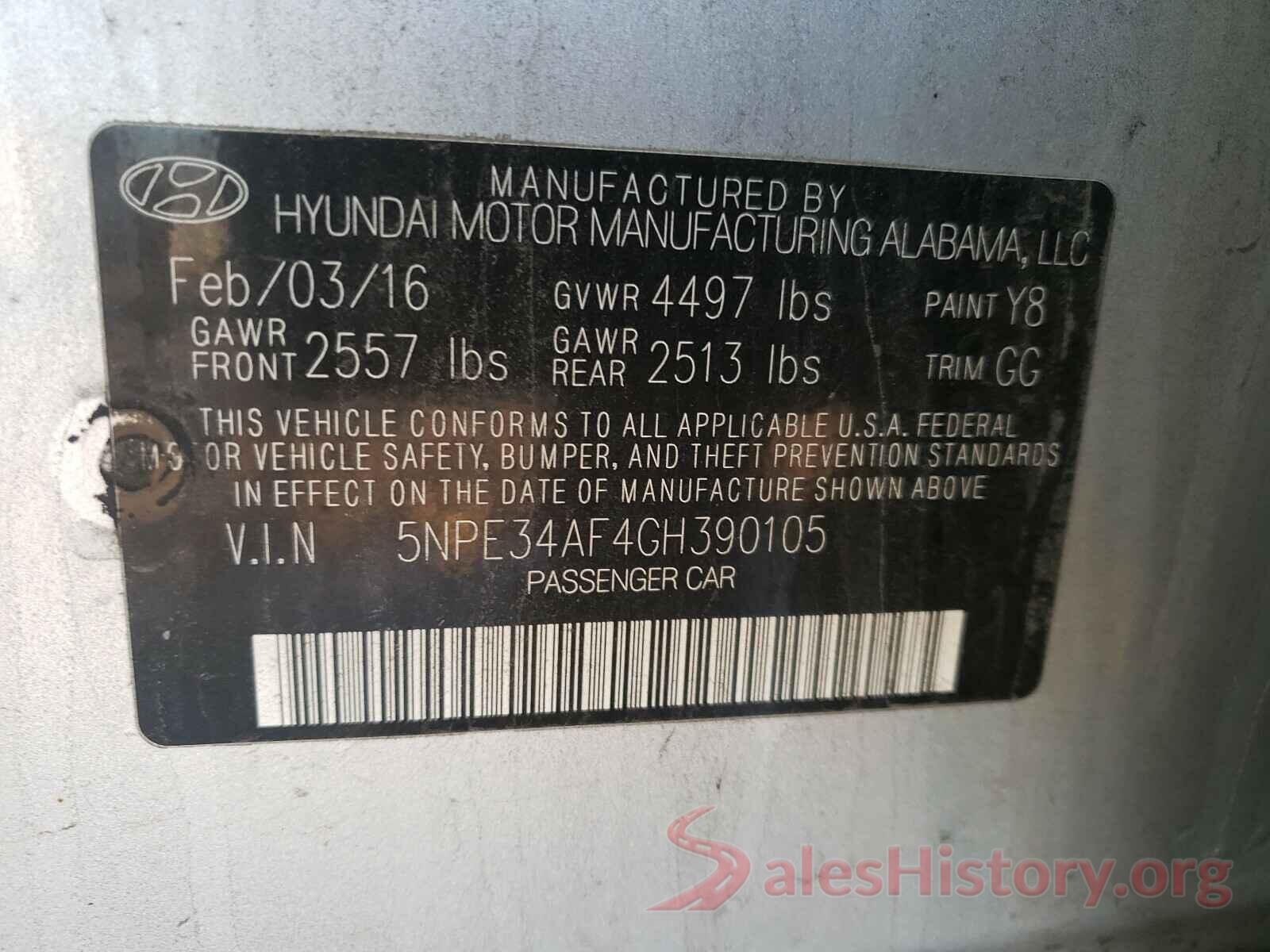 5NPE34AF4GH390105 2016 HYUNDAI SONATA