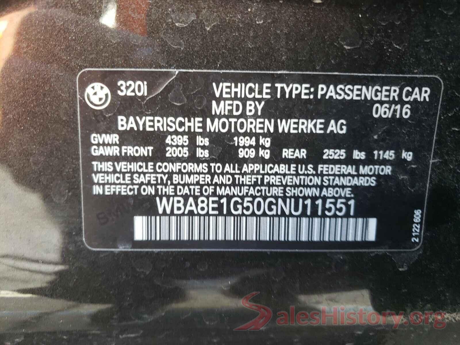 WBA8E1G50GNU11551 2016 BMW 3 SERIES