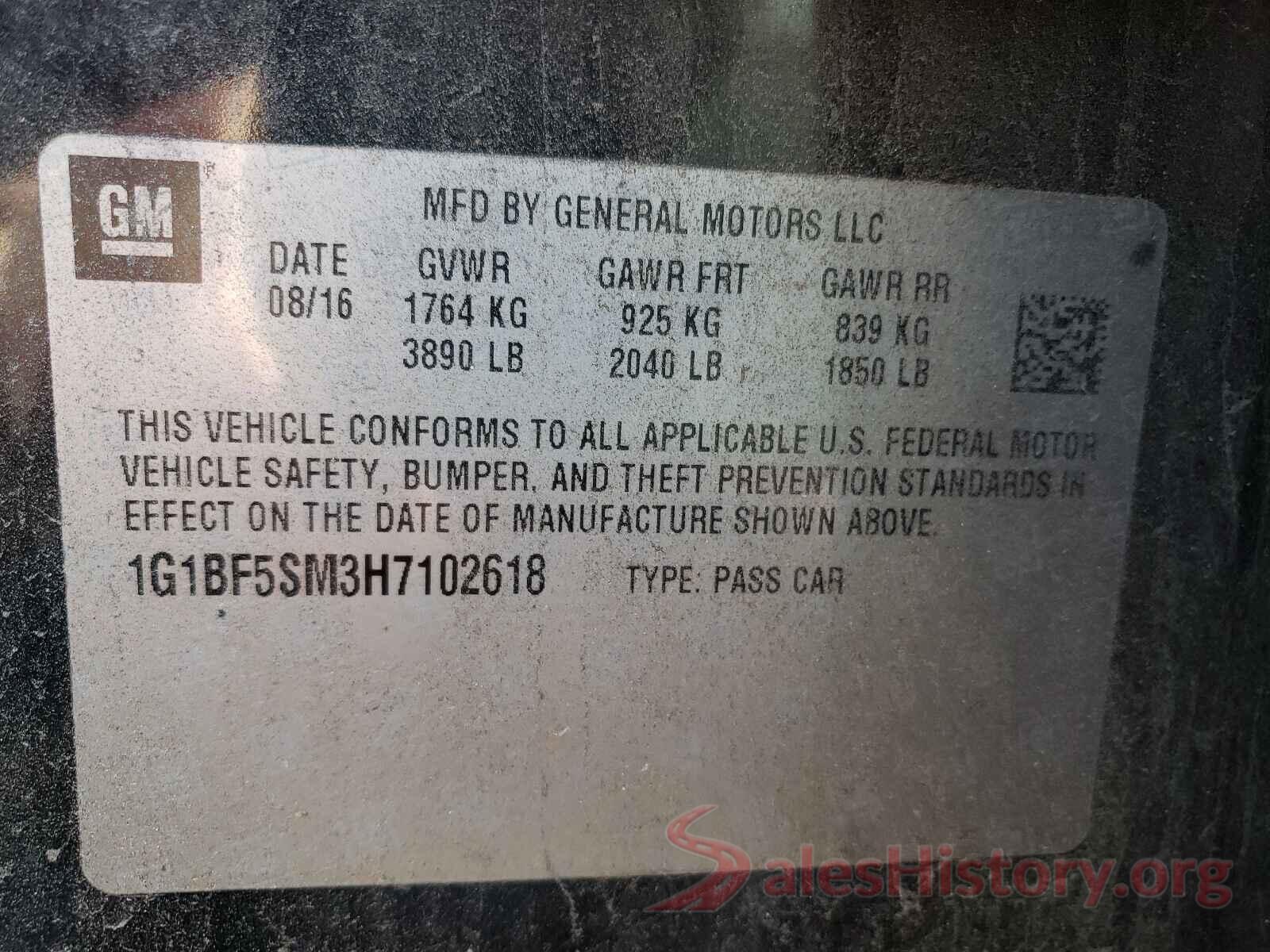 1G1BF5SM3H7102618 2017 CHEVROLET CRUZE