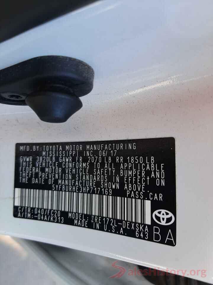 5YFBURHE3HP717169 2017 TOYOTA COROLLA