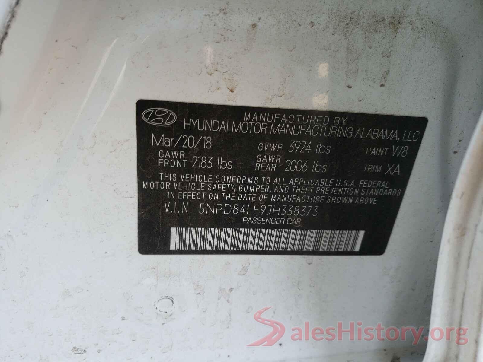 5NPD84LF9JH338373 2018 HYUNDAI ELANTRA