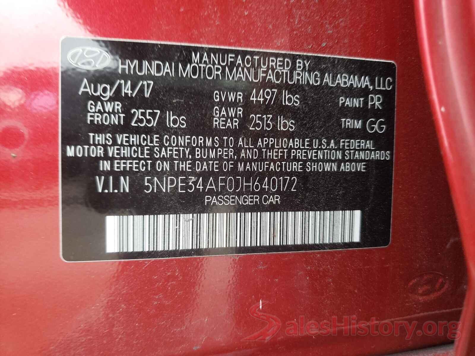 5NPE34AF0JH640172 2018 HYUNDAI SONATA