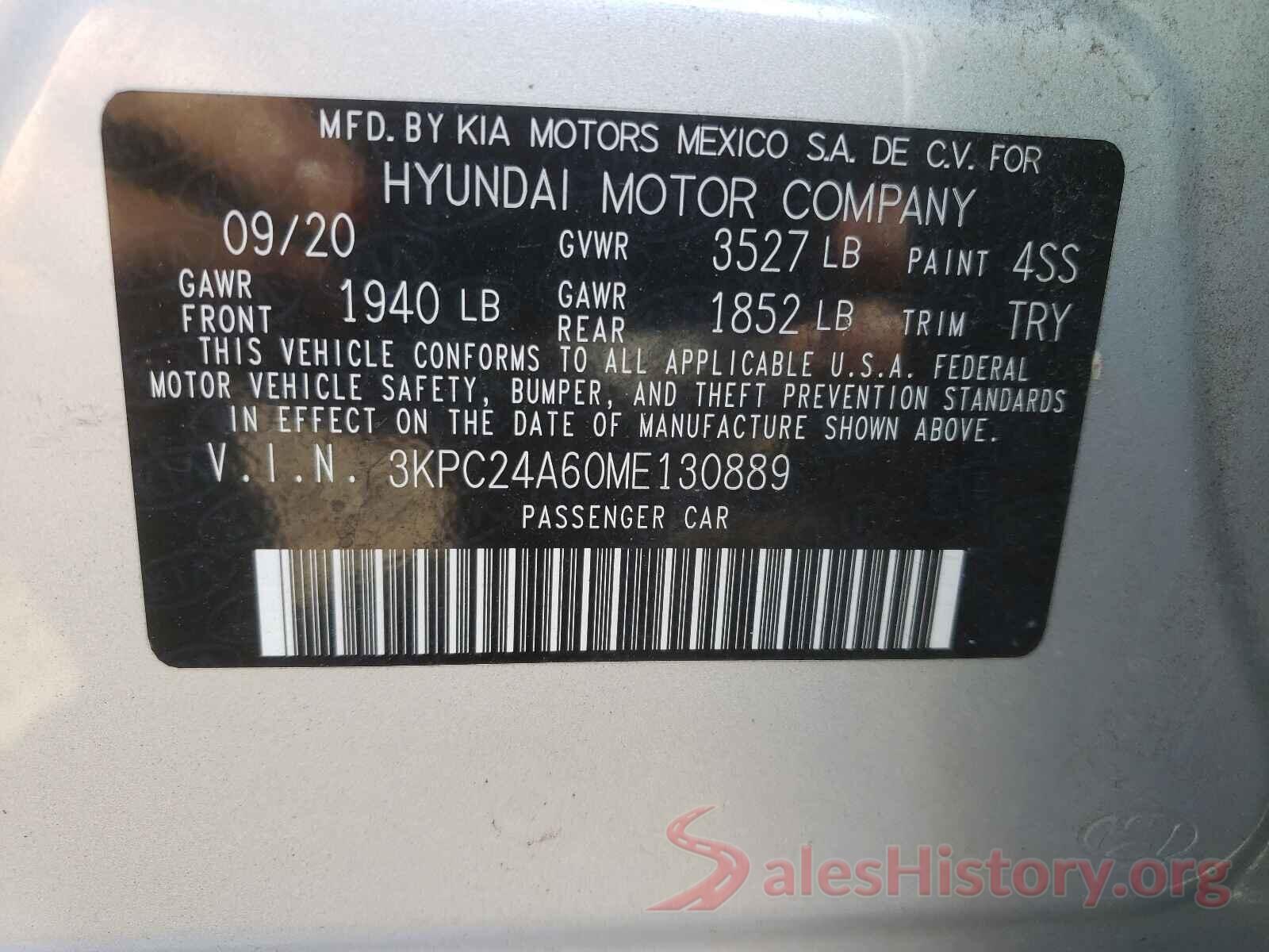 3KPC24A60ME130889 2021 HYUNDAI ACCENT