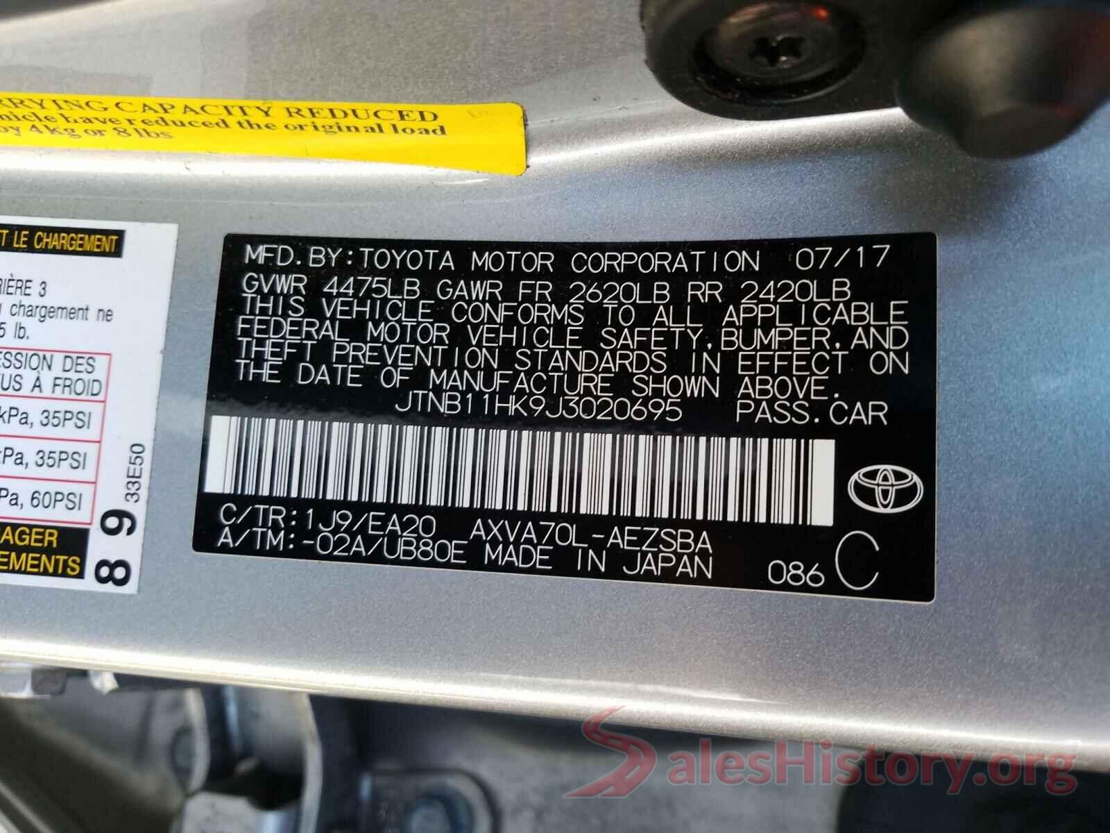 JTNB11HK9J3020695 2018 TOYOTA CAMRY