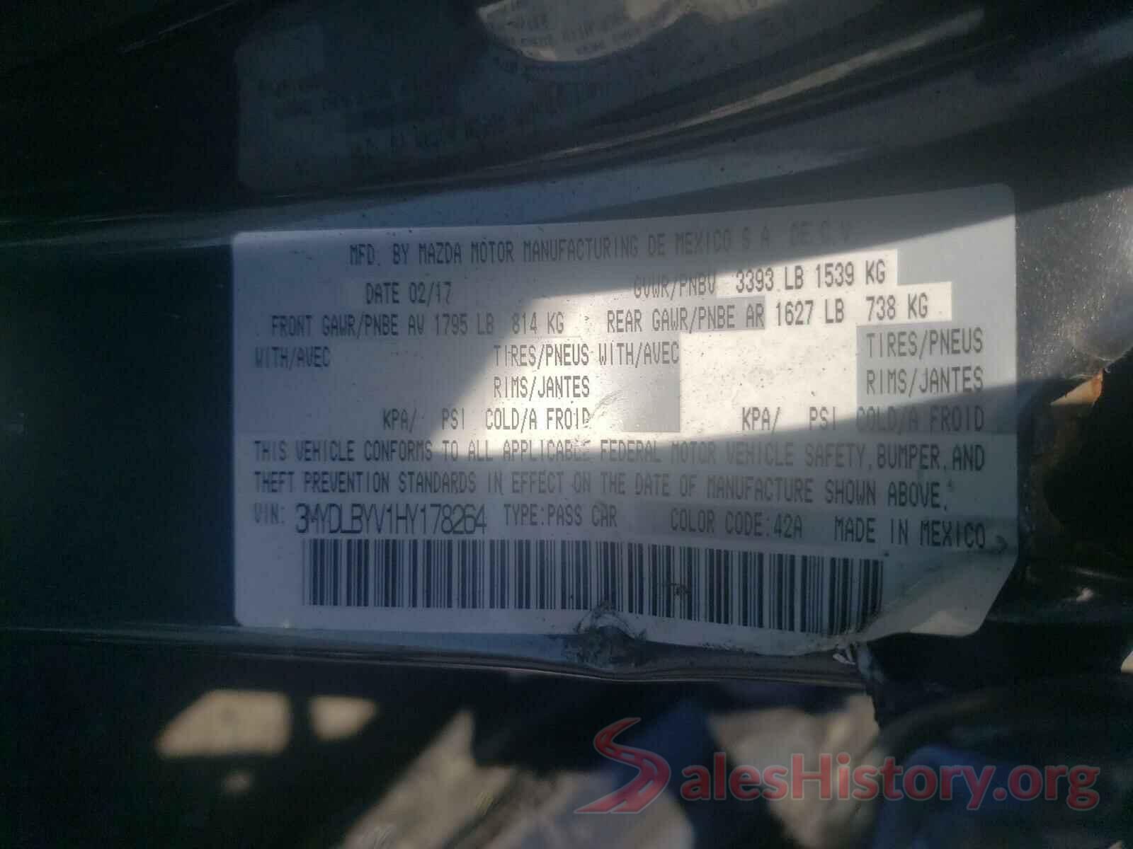 3MYDLBYV1HY178264 2017 TOYOTA YARIS