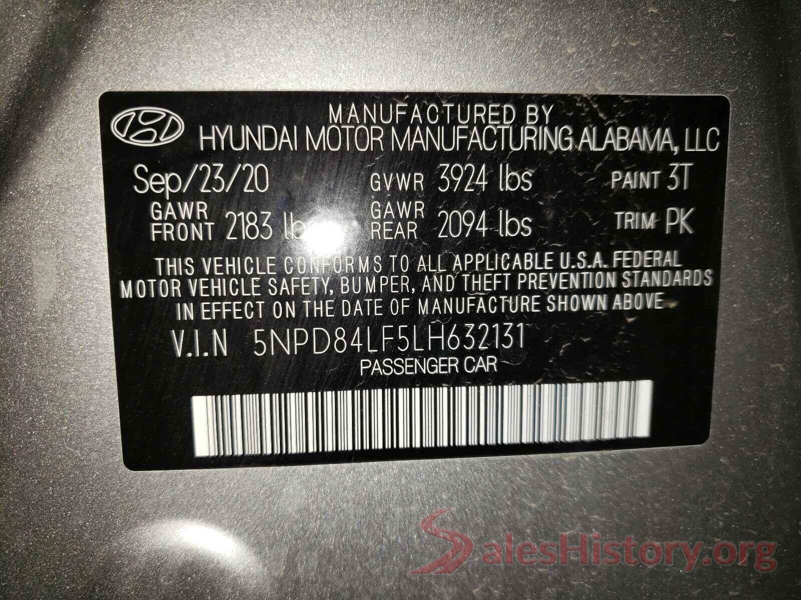 5NPD84LF5LH632131 2020 HYUNDAI ELANTRA