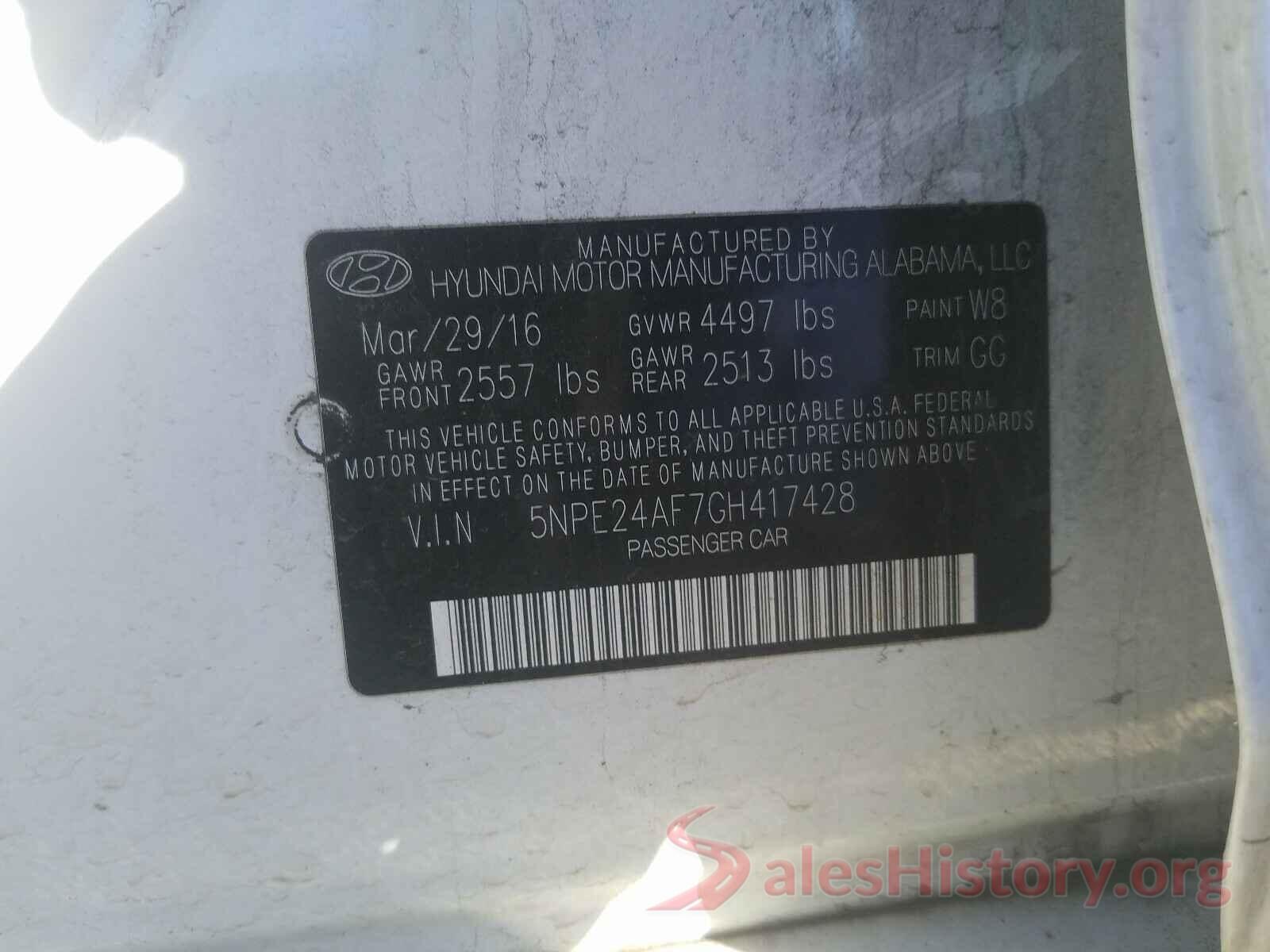 5NPE24AF7GH417428 2016 HYUNDAI SONATA