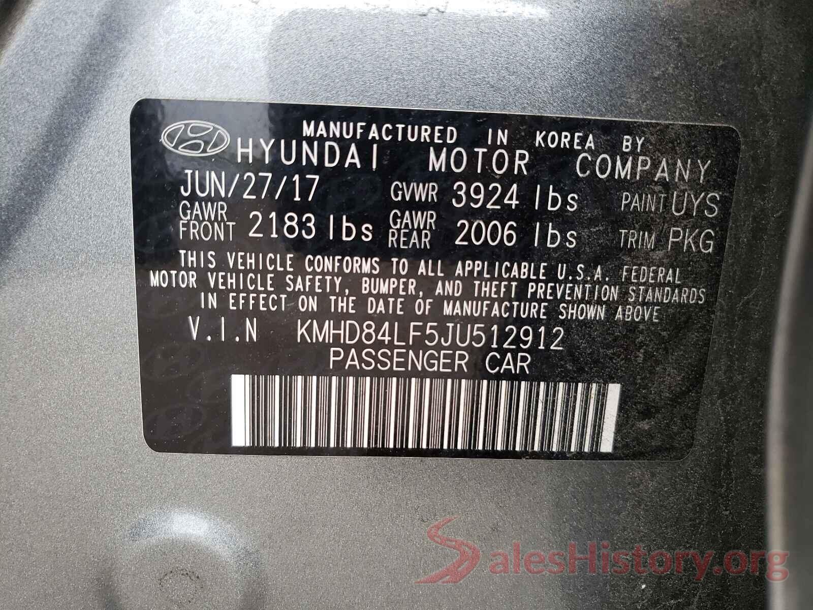 KMHD84LF5JU512912 2018 HYUNDAI ELANTRA