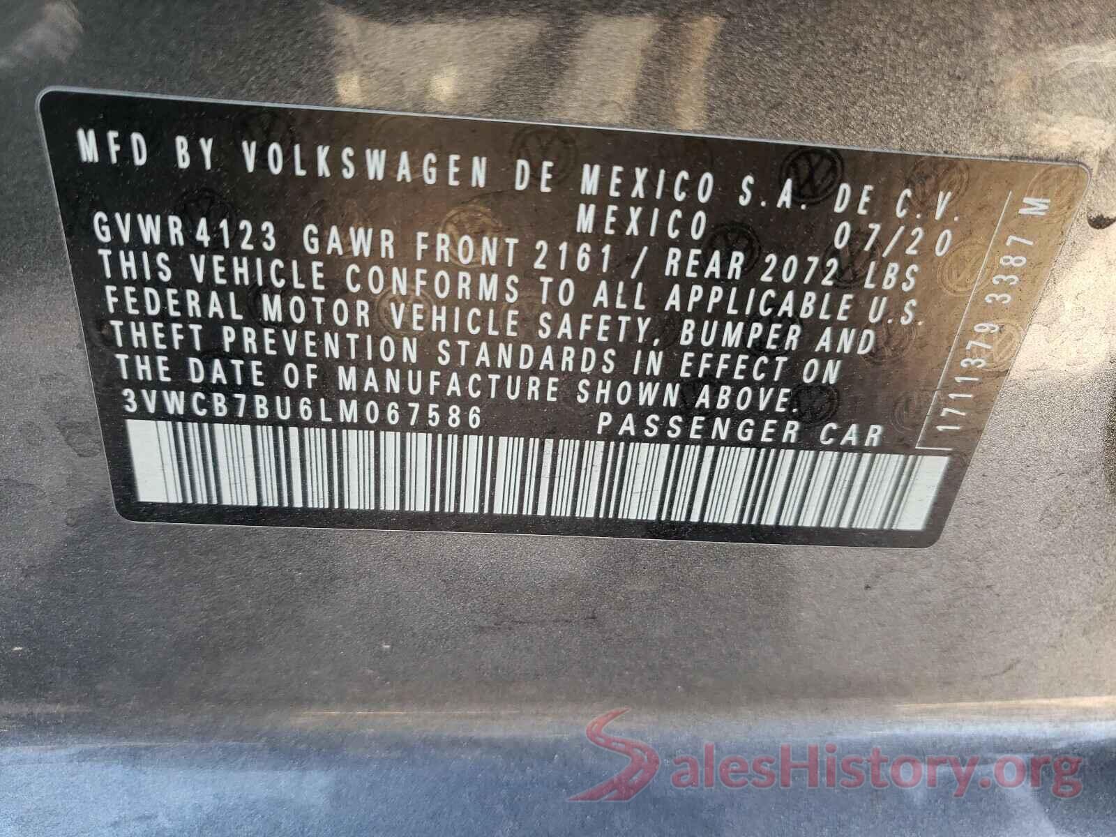 3VWCB7BU6LM067586 2020 VOLKSWAGEN JETTA