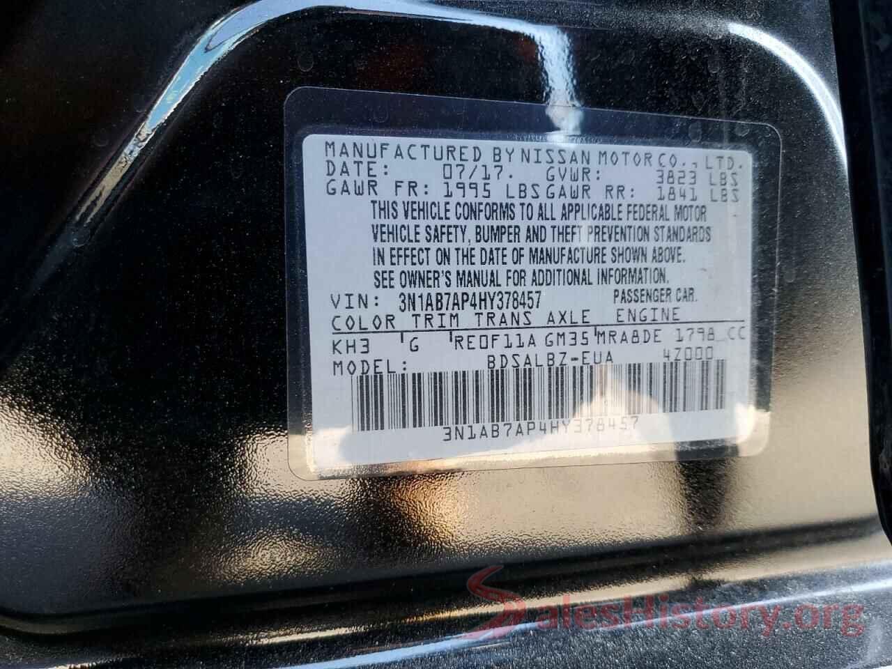 3N1AB7AP4HY378457 2017 NISSAN SENTRA