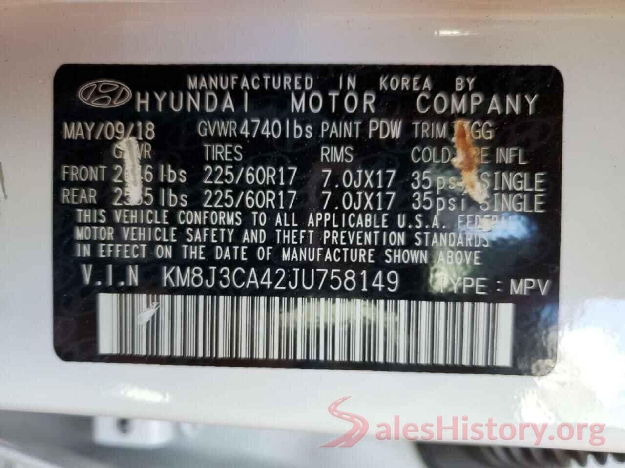 KM8J3CA42JU758149 2018 HYUNDAI TUCSON