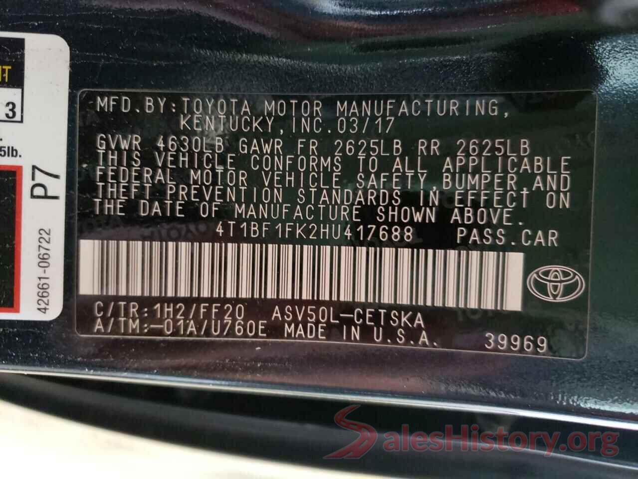 4T1BF1FK2HU417688 2017 TOYOTA CAMRY