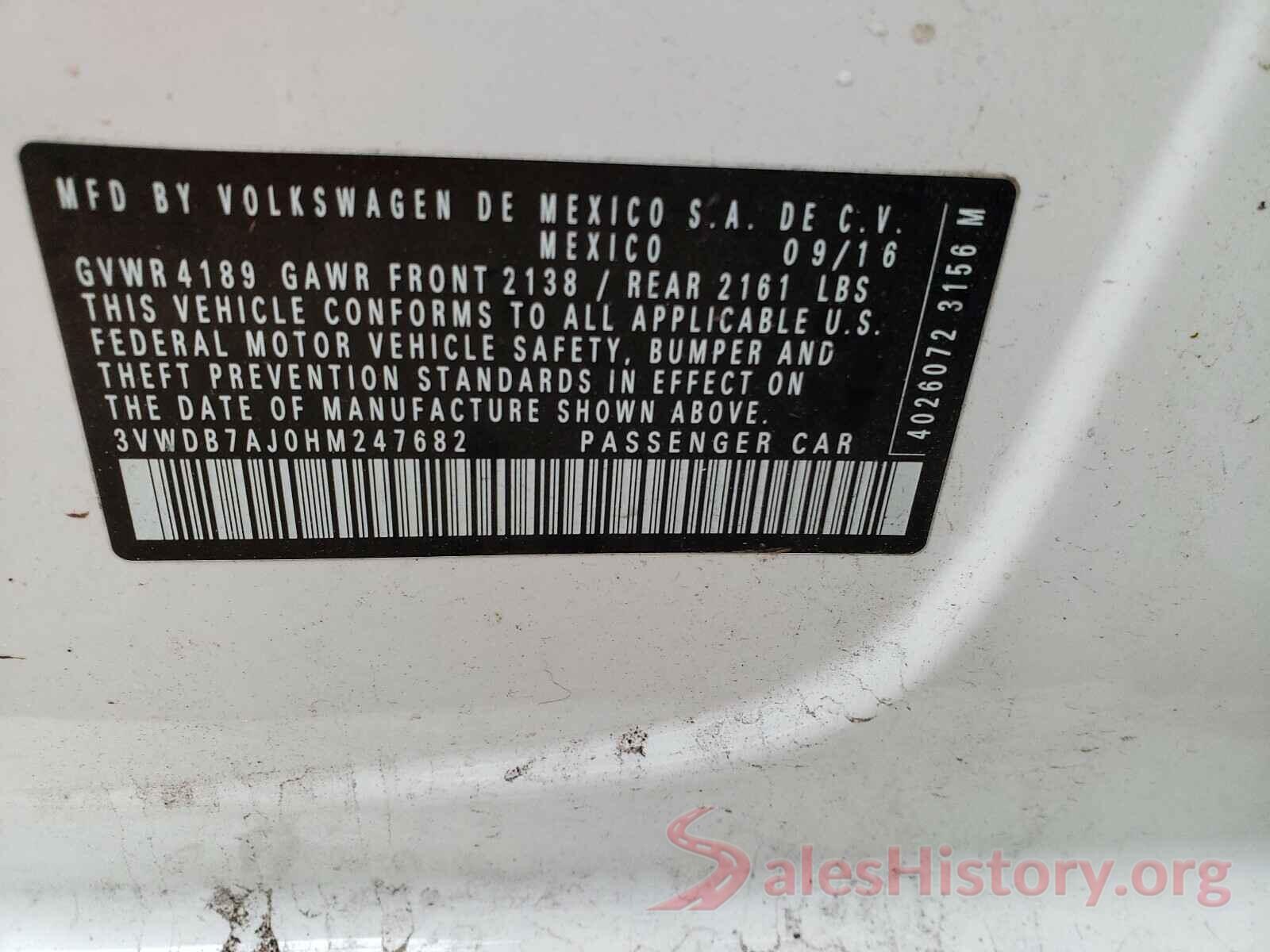 3VWDB7AJ0HM247682 2017 VOLKSWAGEN JETTA