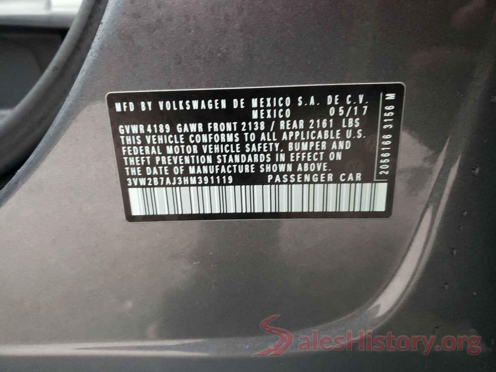 3VW2B7AJ3HM391119 2017 VOLKSWAGEN JETTA