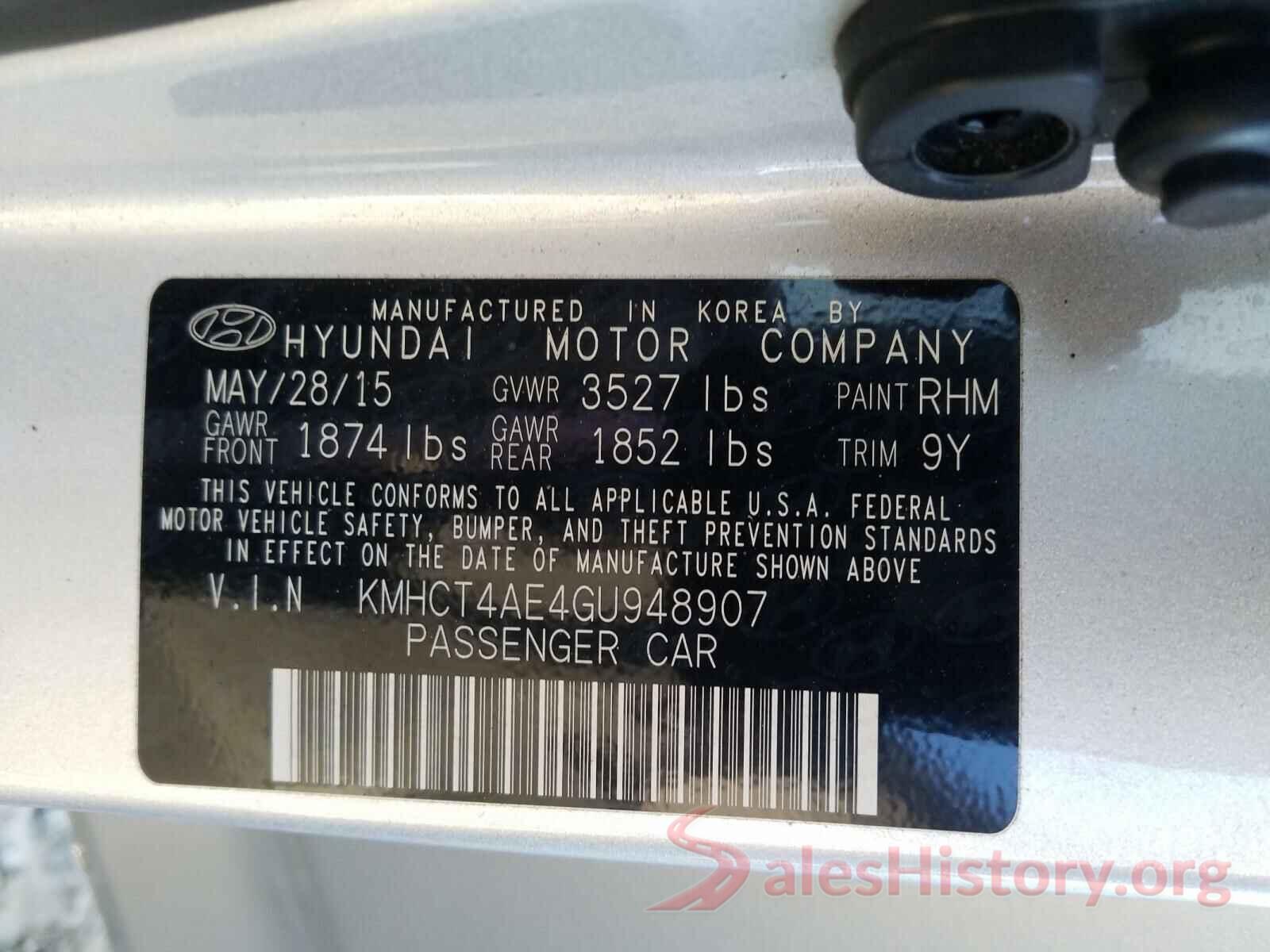 KMHCT4AE4GU948907 2016 HYUNDAI ACCENT