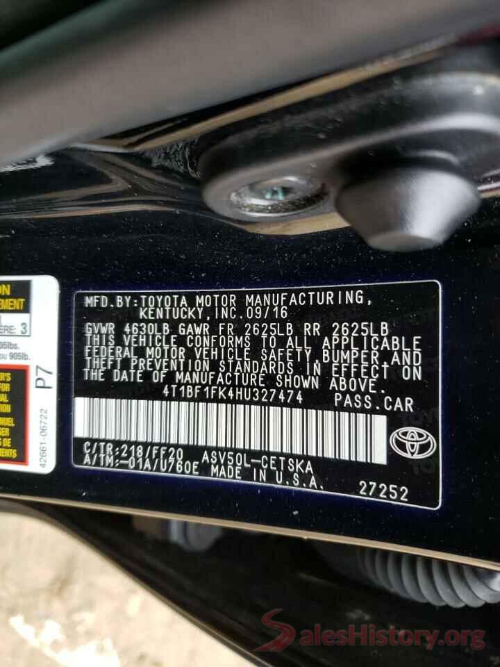 4T1BF1FK4HU327474 2017 TOYOTA CAMRY