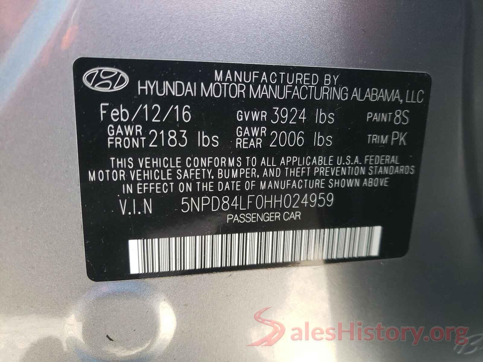 5NPD84LF0HH024959 2017 HYUNDAI ELANTRA