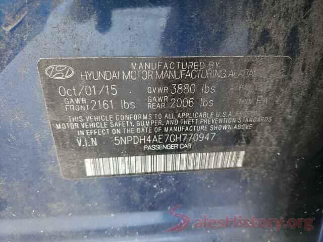 5NPDH4AE7GH770947 2016 HYUNDAI ELANTRA