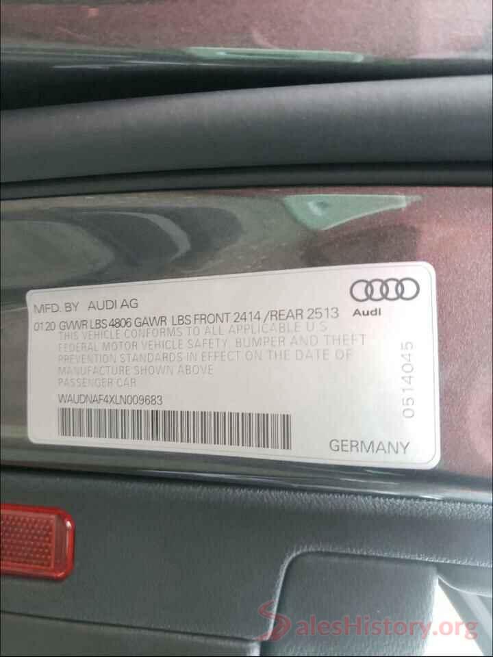 WAUDNAF4XLN009683 2020 AUDI A4