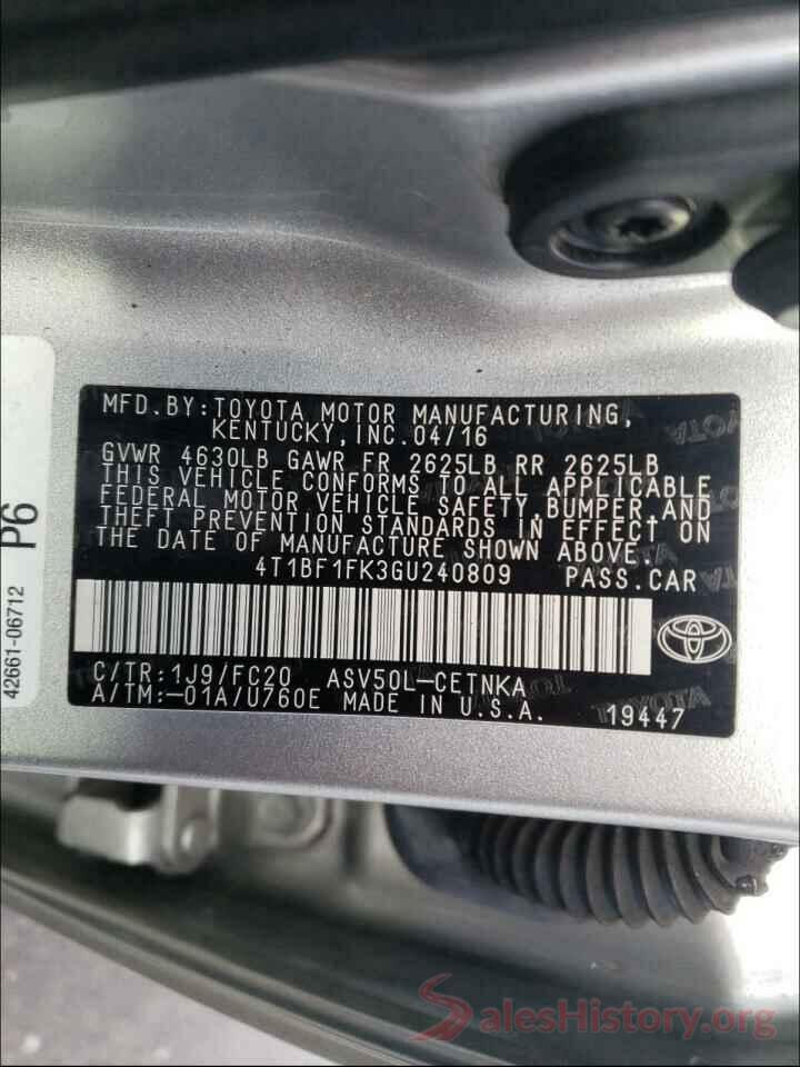 4T1BF1FK3GU240809 2016 TOYOTA CAMRY