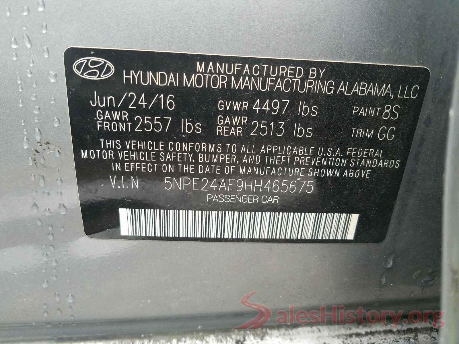 5NPE24AF9HH465675 2017 HYUNDAI SONATA